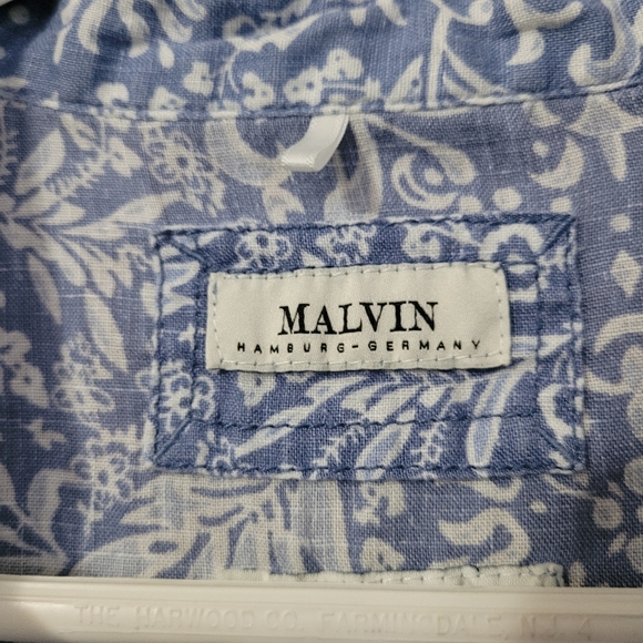 Malvin Hamburg Germany I Love Linen Womens  XL 100% Linen Top Blue White - Picture 5 of 8
